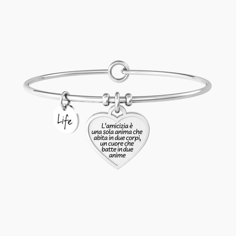 Bracciale rigido donna con ciondolo amicizia L'AMICIZIA È UNA SOLA ANIMA … ARISTOTELE