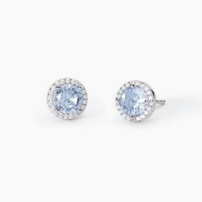 Orecchini in argento a lobo con acquamarina sintetica REVIVAL - Mabina Gioielli