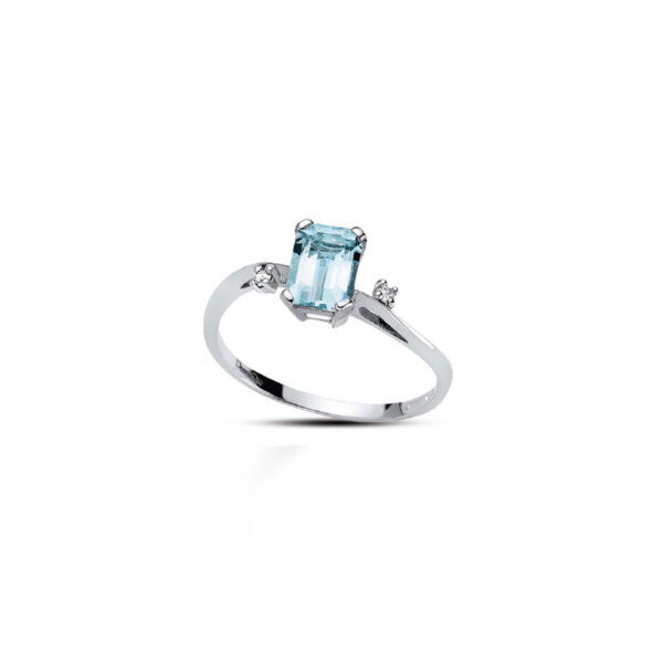 Anello  Con Acquamarina  E Diamanti - DonnaOro Luce