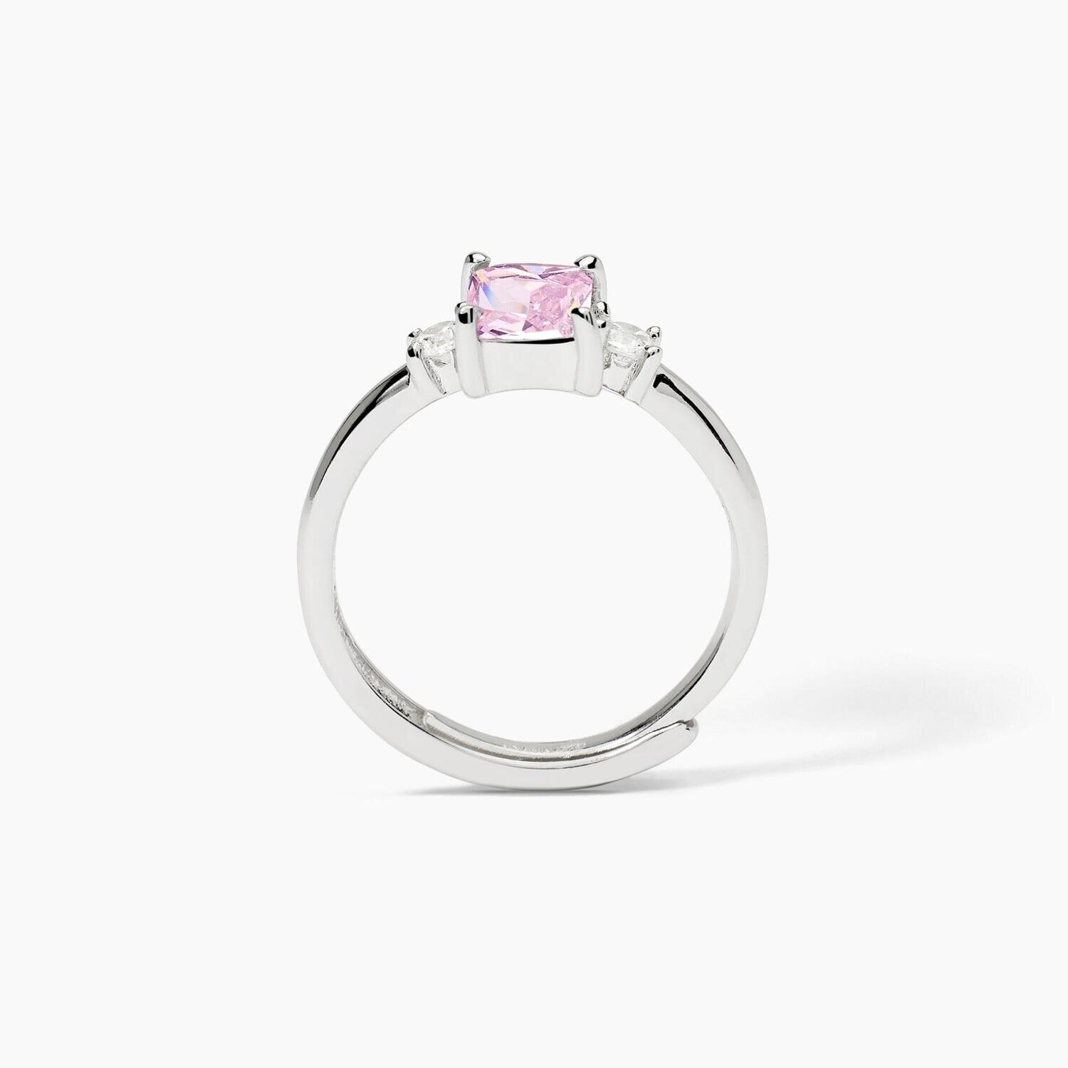 Anello in argento con zircone sintetico rosa BATTITO Mabina Gioielli