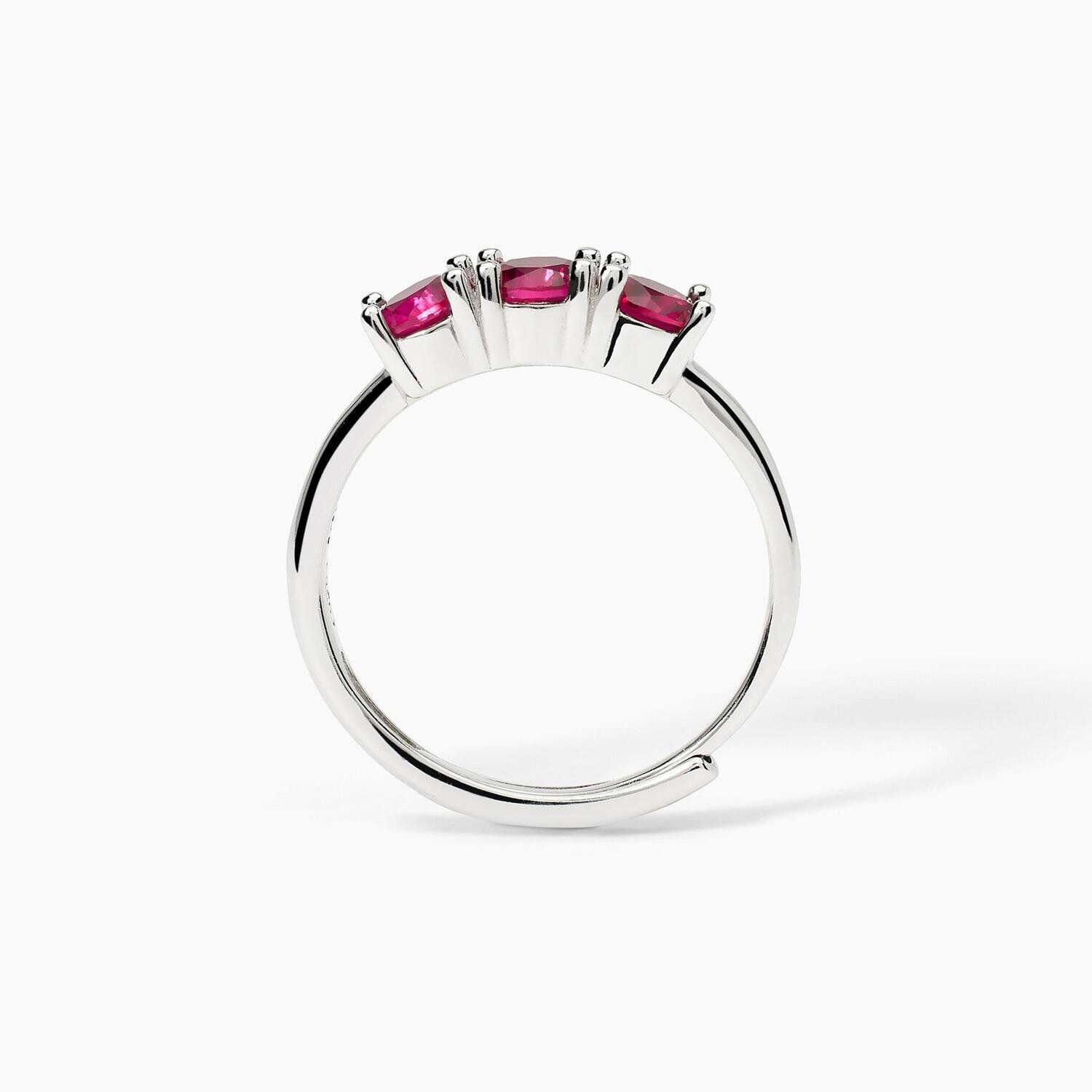 Anello in argento rodiato con rubini TRILOGY Mabina Gioielli