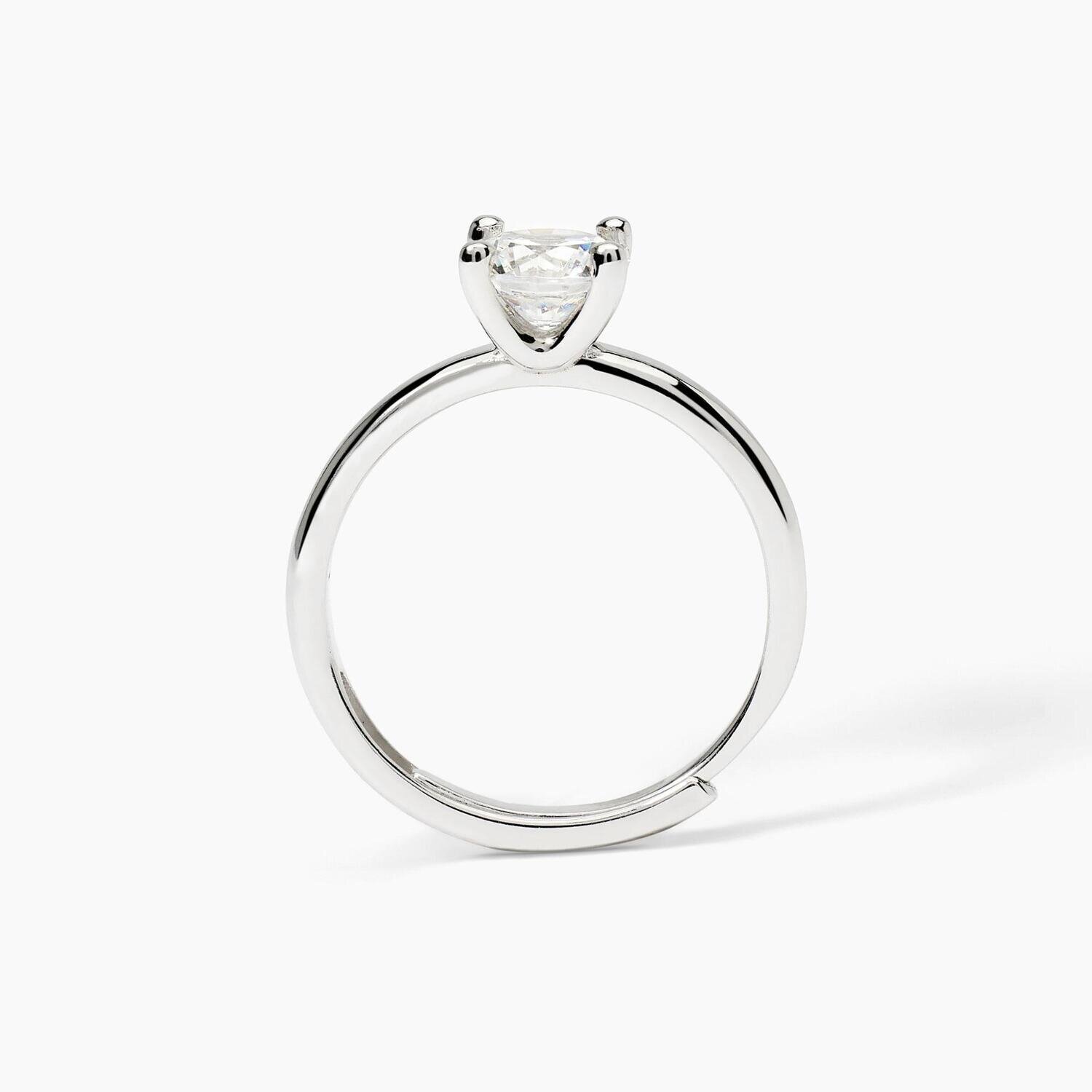 Anello solitario in argento rodiato con zircone SOLITAIRE Mabina Gioielli