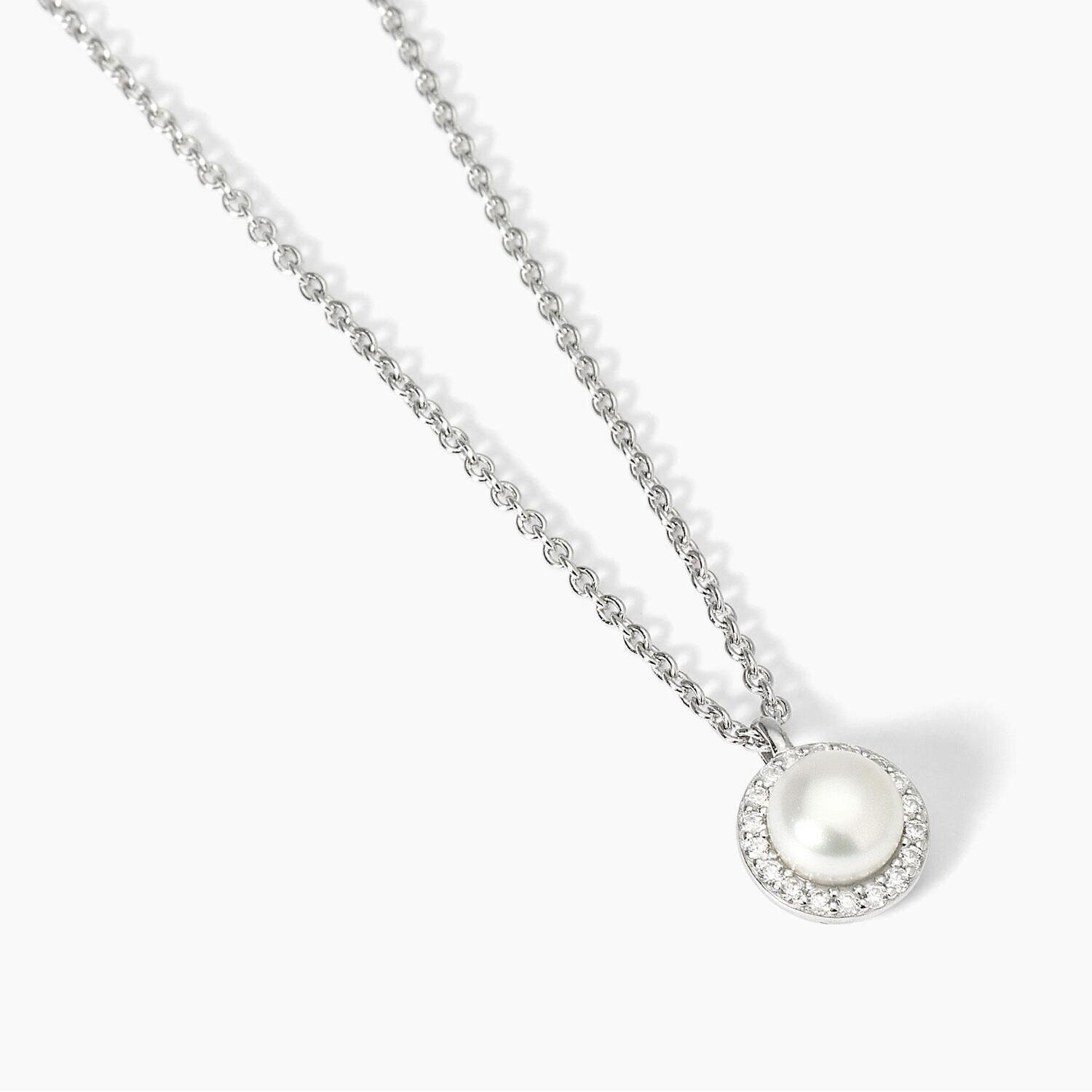 Girocollo in argento con perla coltivata e zirconi MILANESIENNE Mabina Gioielli
