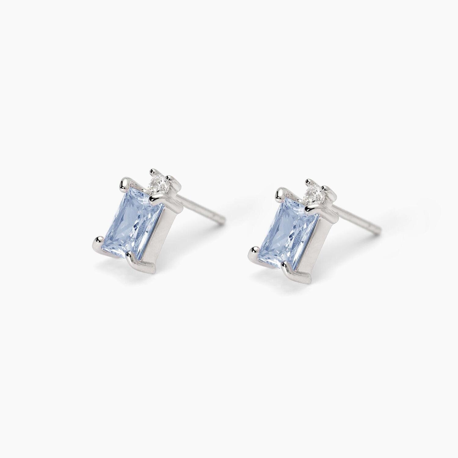 Orecchini in argento con acquamarina sintetica taglio princess BATTITO Mabina Gioielli