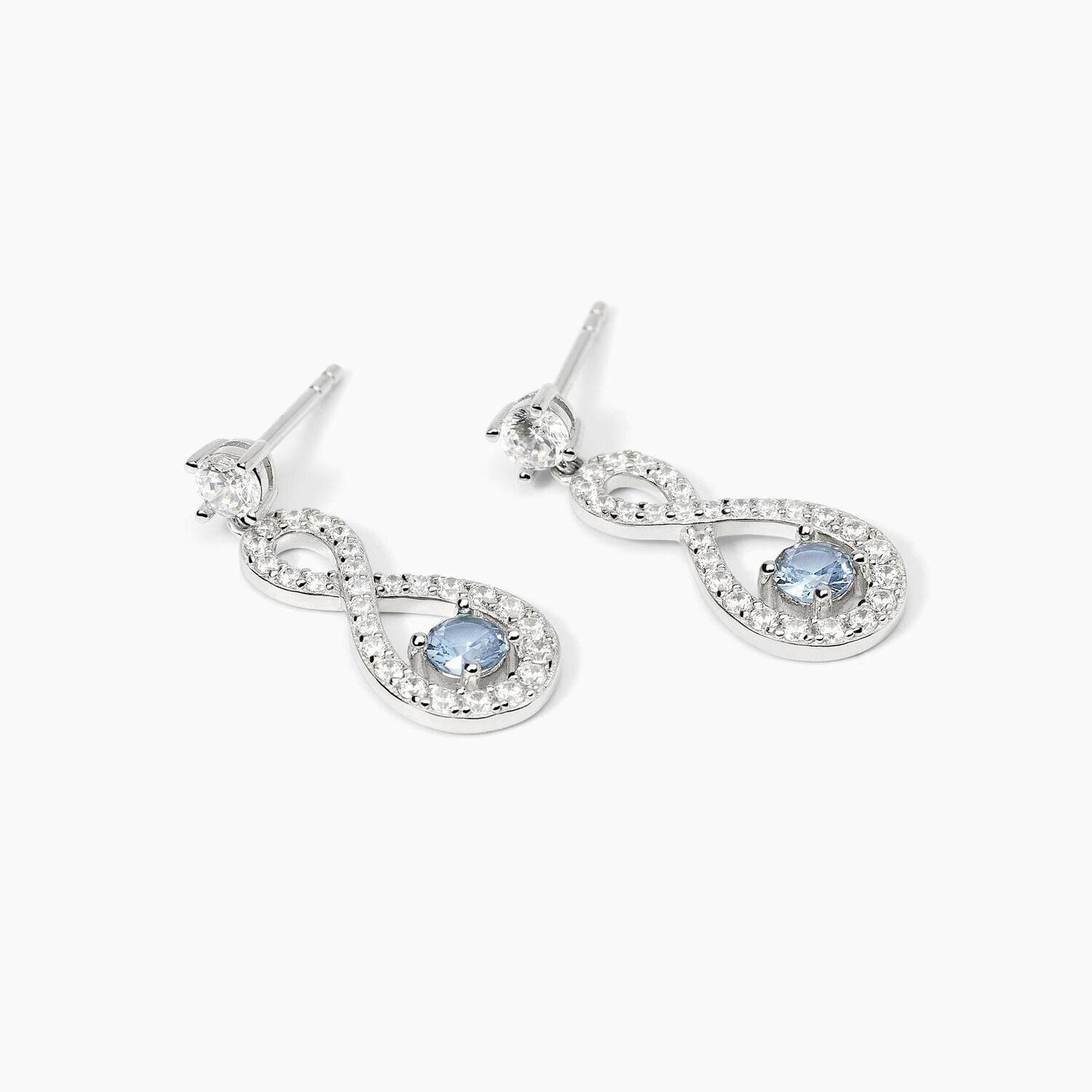 Orecchini in argento con infinito e acquamarina ENDLESS Mabina Gioielli Orecchini in argento con infinito e acquamarina ENDLESS Mabina Gioielli