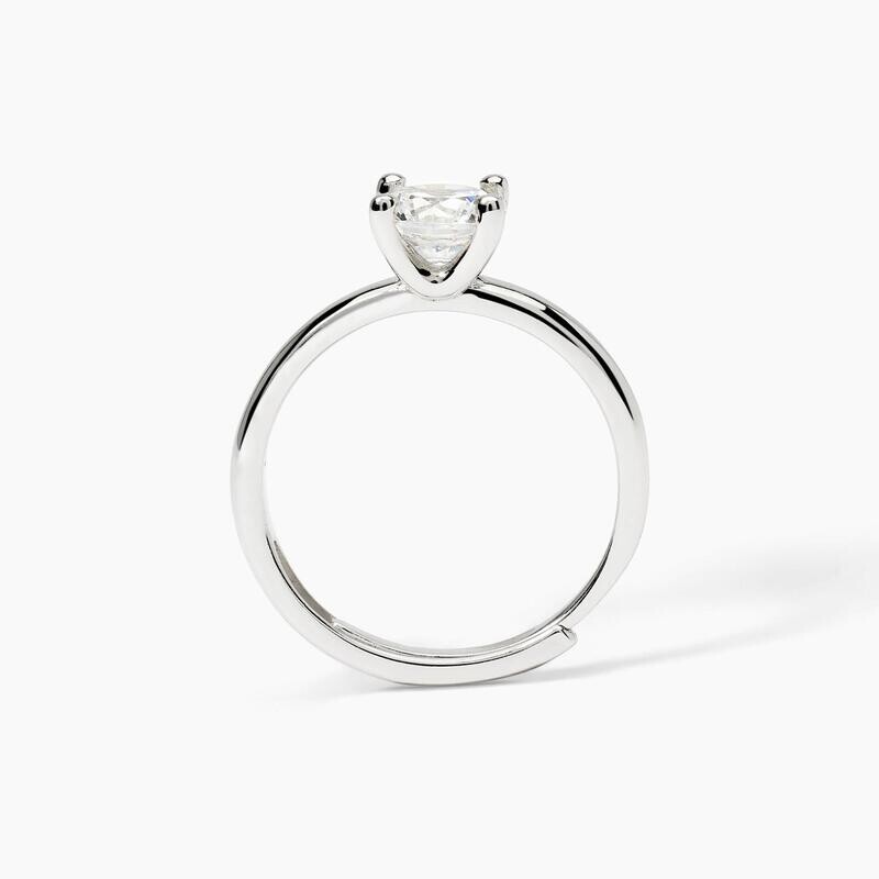 Anello solitario in argento rodiato con zircone SOLITAIRE Mabina Gioielli