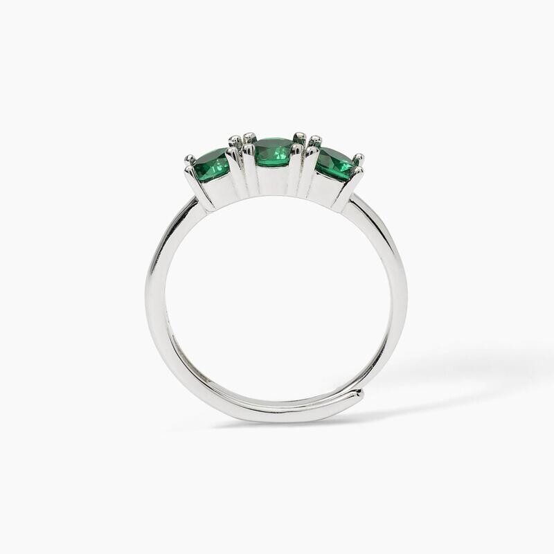 Anello in argento rodiato con smeraldi sintetici TRILOGY Mabina Gioielli