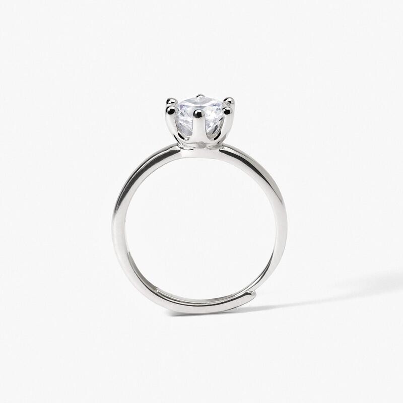 Anello in argento rodiato con zircone SOLITAIRE Mabina Gioielli