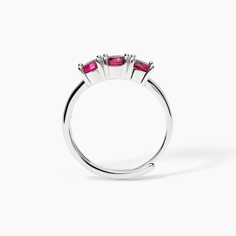 Anello in argento rodiato con rubini TRILOGY Mabina Gioielli