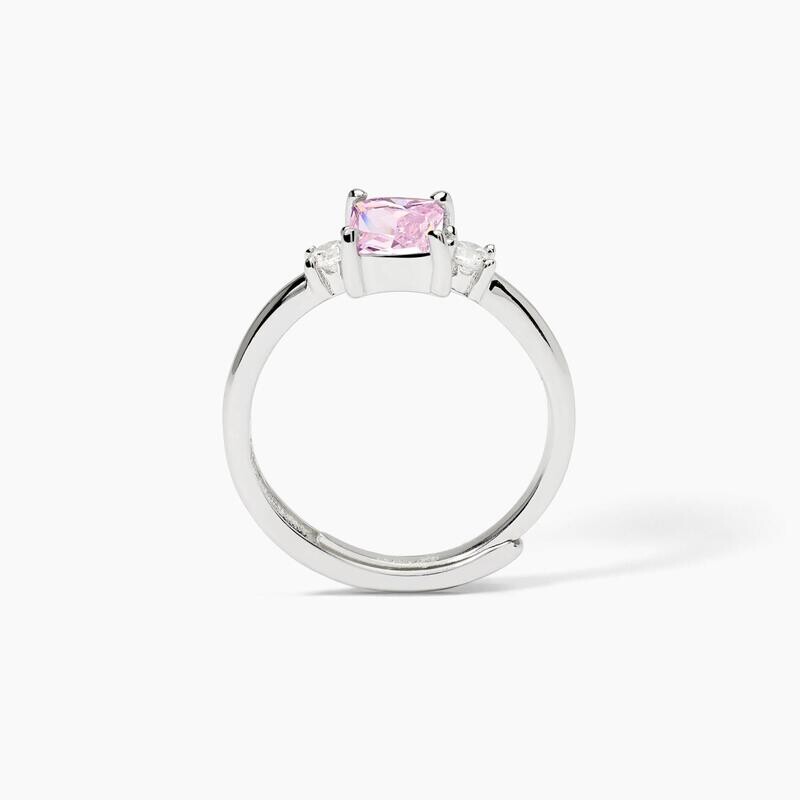 Anello in argento con zircone sintetico rosa BATTITO Mabina Gioielli