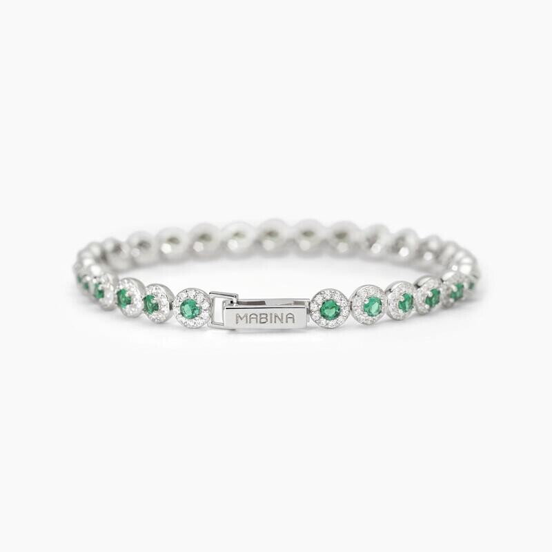 Bracciale tennis in argento con smeraldi sintetici MILANESIENNE - Mabina Gioielli