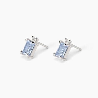 Orecchini in argento con acquamarina sintetica taglio princess BATTITO Mabina Gioielli