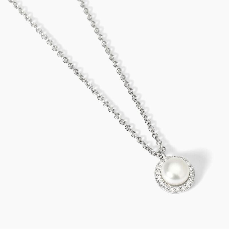 Girocollo in argento con perla coltivata e zirconi MILANESIENNE Mabina Gioielli
