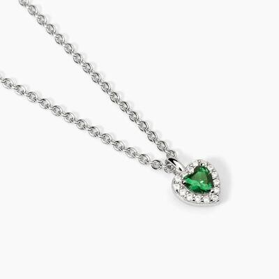 Girocollo in argento con smeraldo sintetico a forma di cuore LOVE AFFAIR Mabina Gioielli