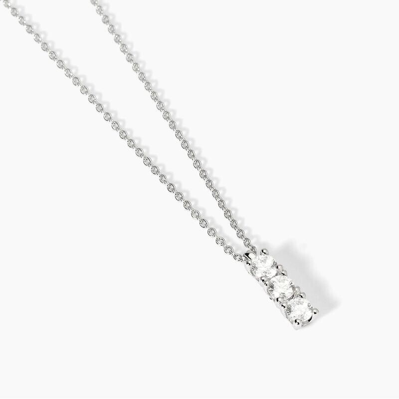 Girocollo in argento rodiato con catena forzatina e zirconi bianchi TRILOGY Mabina Gioielli