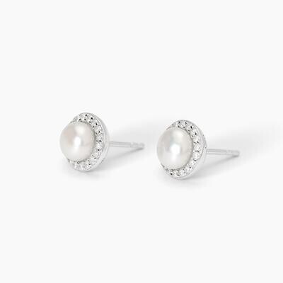 Orecchini in argento con perle coltivate e zirconi MILANESIENNE Mabina Gioielli