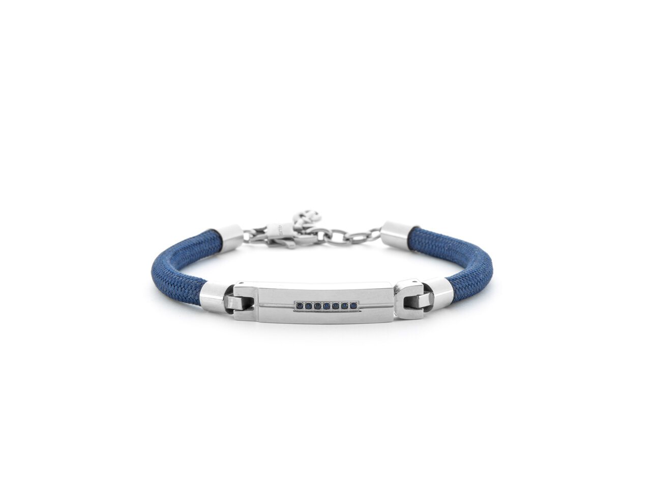 Bracciale Uomo 4us - STEEL ZIR NERI CORDINO BLU