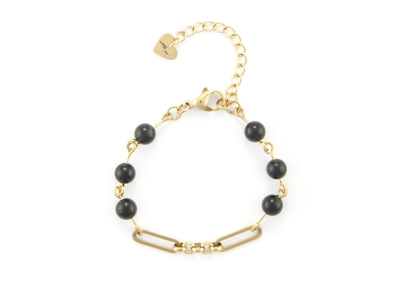 Bracciale Donna 4us - PVD ORO PIETRE NERE