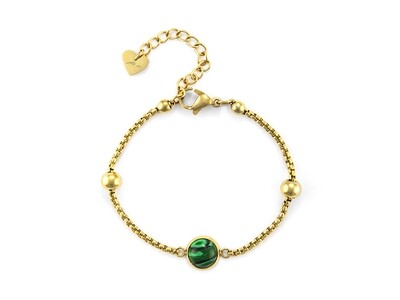 Bracciale Donna 4us - P.ORO PIETRE VERDI CABOCHON Bracciale Donna 4us - P.ORO PIETRE VERDI CABOCHON