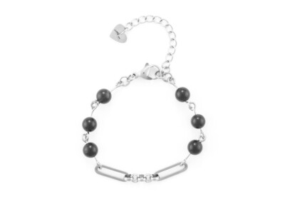 Bracciale Donna 4us - STEEL PIETRE NERE Bracciale Donna 4us - STEEL PIETRE NERE