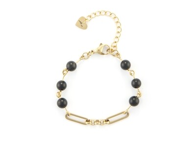 Bracciale Donna 4us - PVD ORO PIETRE NERE Bracciale Donna 4us - PVD ORO PIETRE NERE