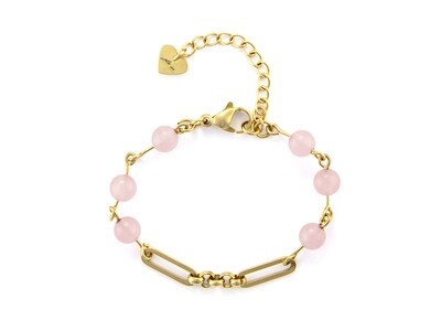 Bracciale Donna 4us - PVD ORO PIETRE ROSA Bracciale Donna 4us - PVD ORO PIETRE ROSA