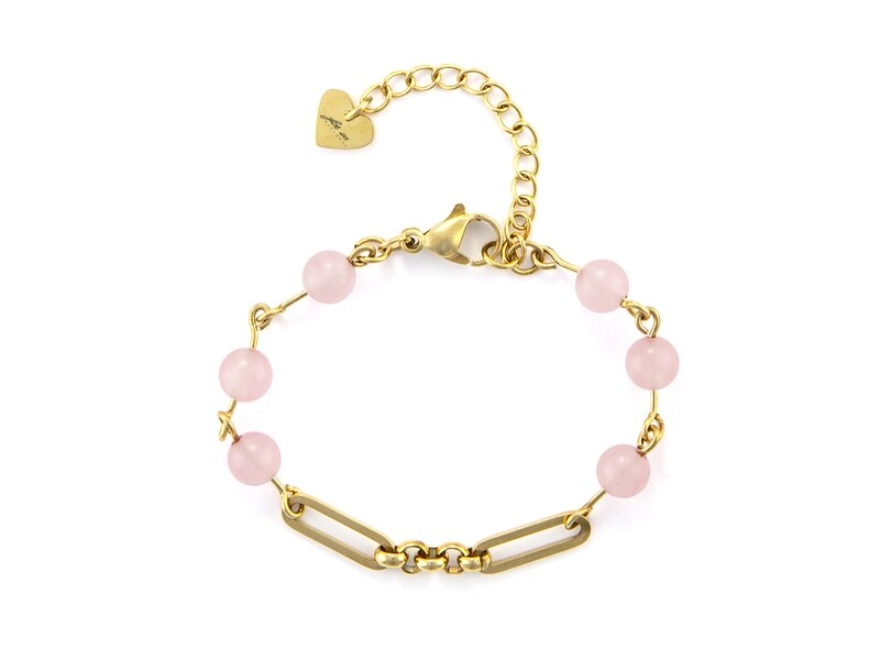 Bracciale Donna 4us - PVD ORO PIETRE ROSA Bracciale Donna 4us - PVD ORO PIETRE ROSA