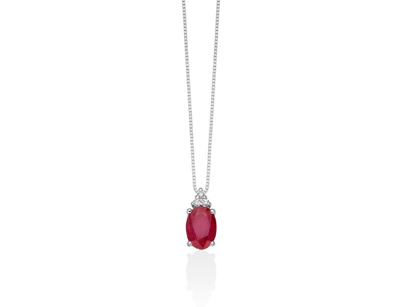 Collana in oro con Rubino circondato di diamanti Miluna Collana in oro con Rubino circondato di diamanti Miluna