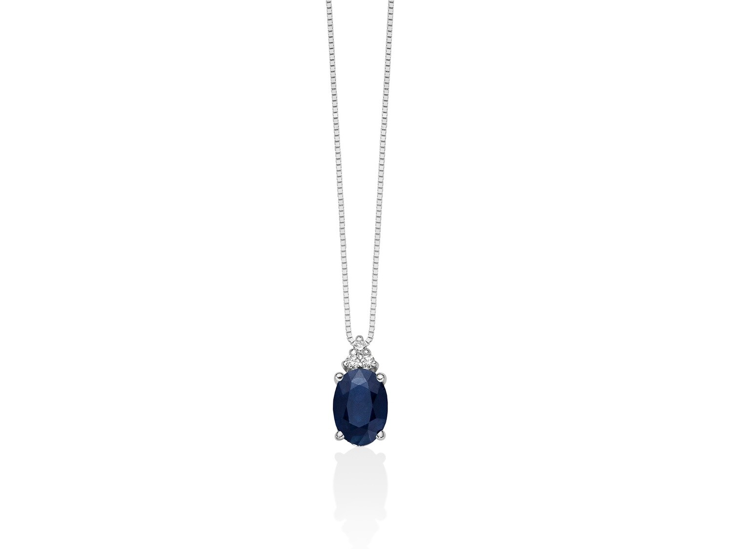 Collana in oro con zaffiro blu Ceylon circondato di diamanti - Miluna