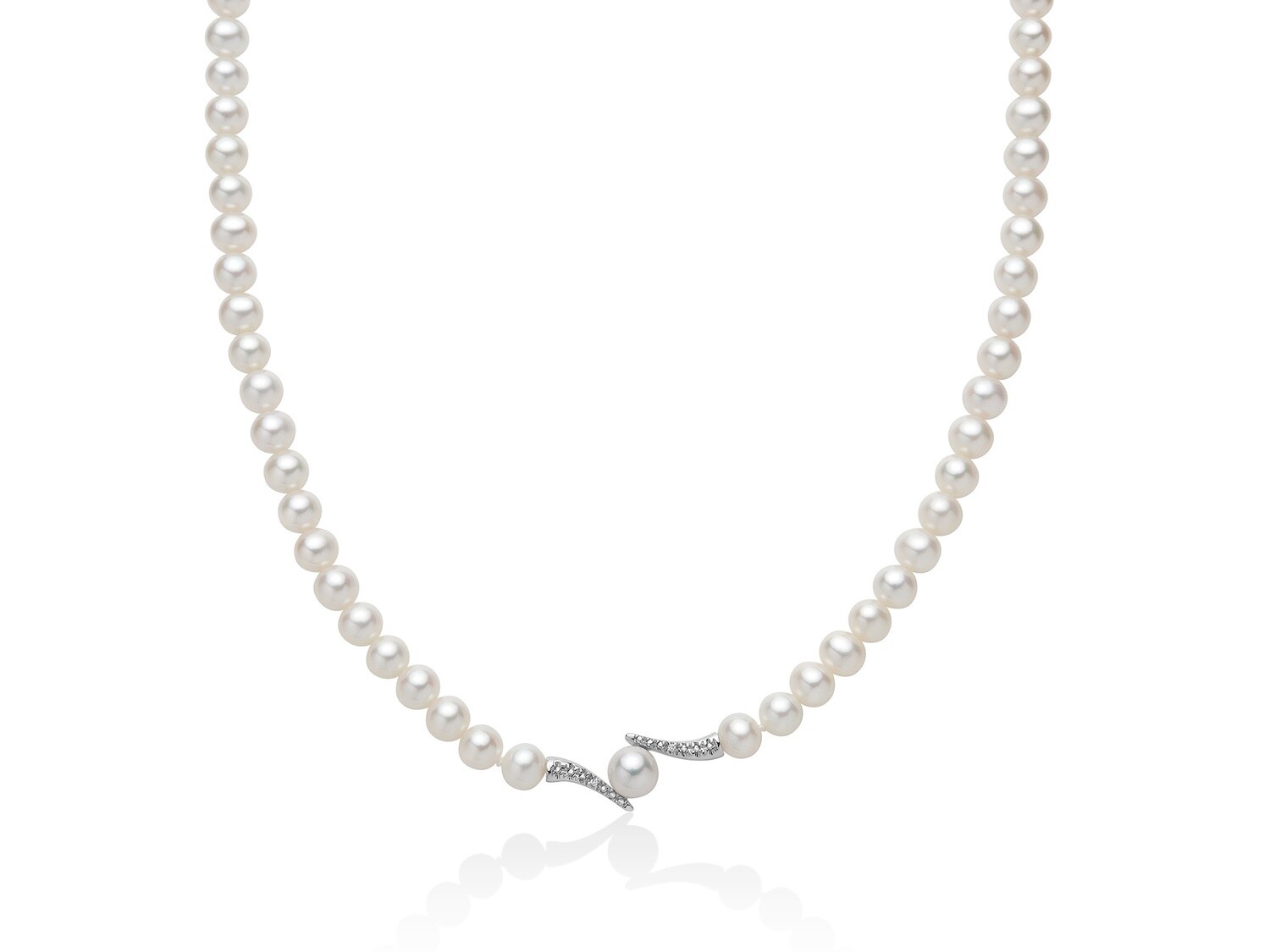 Colier Di Perle e Diamanti con Boule a Fantasia Miluna