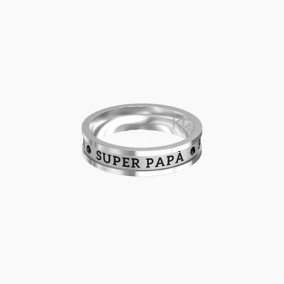 Anello Uomo Kidult  con cristallo nero -SUPER PAPÀ  mis 19