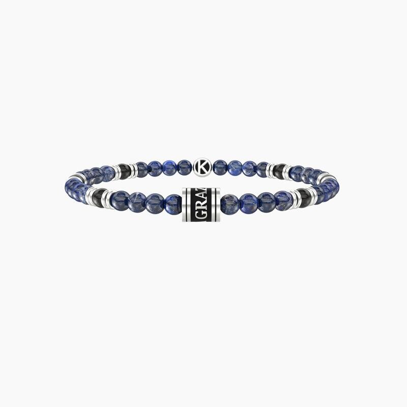 Bracciale elastico con sodalite e agata nera GRAZIE PAPÀ
