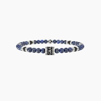 Bracciale elastico con sodalite e agata nera GRAZIE PAPÀ