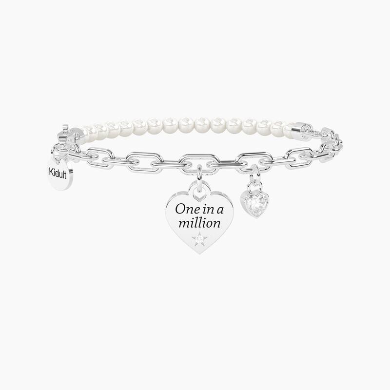 Bracciale regolabile con perle e zircone ONE IN A MILLION