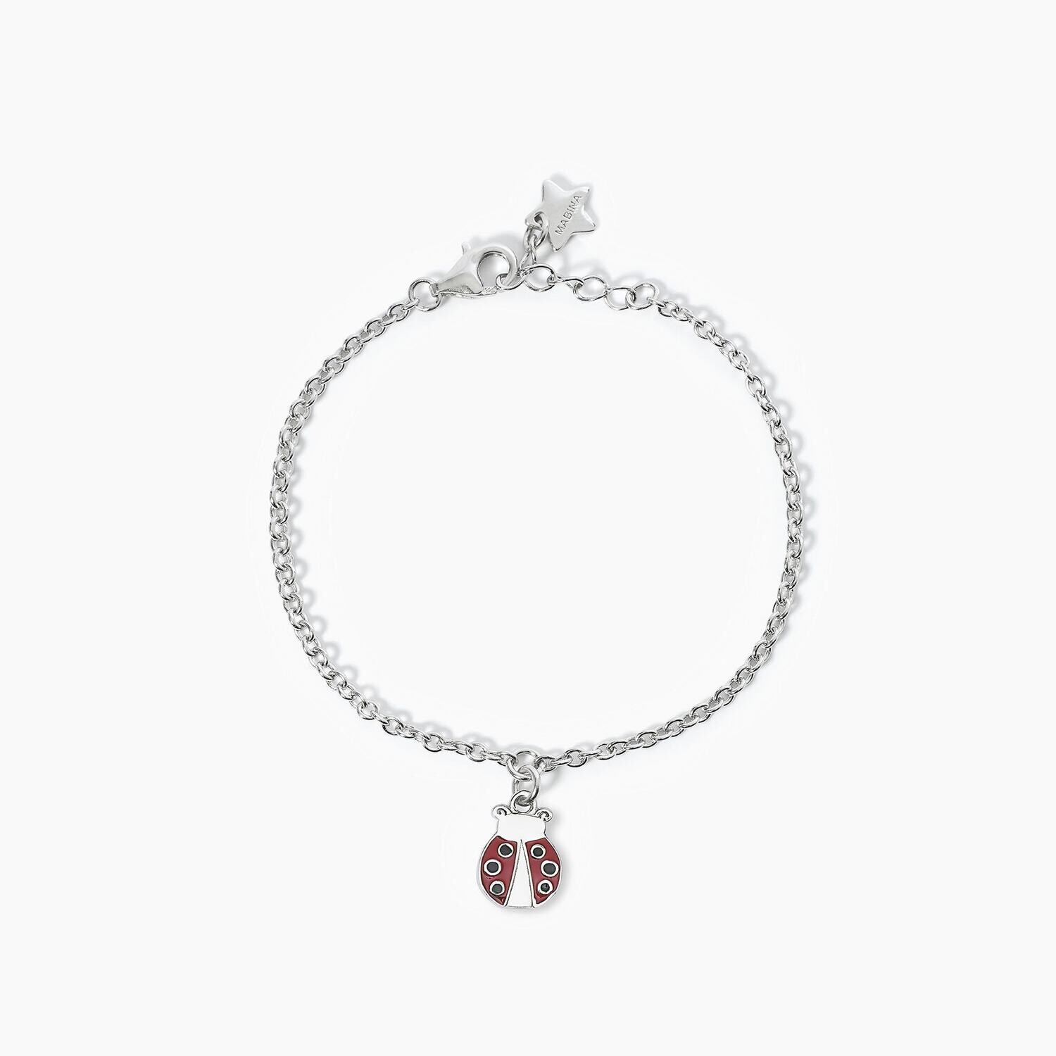 Bracciale in argento con coccinella smaltata FORTUNELLA- Mabina gioielli