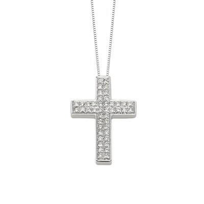 Croce Pendente con pave' di diamanti Donna Oro Croce Pendente con pave' di diamanti Donna Oro