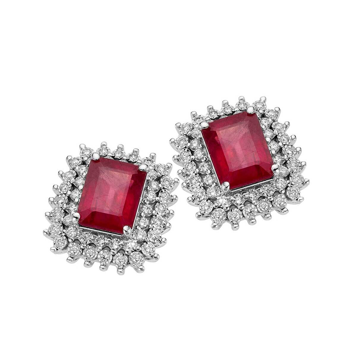 Orecchini con rubini e diamanti Donna Oro