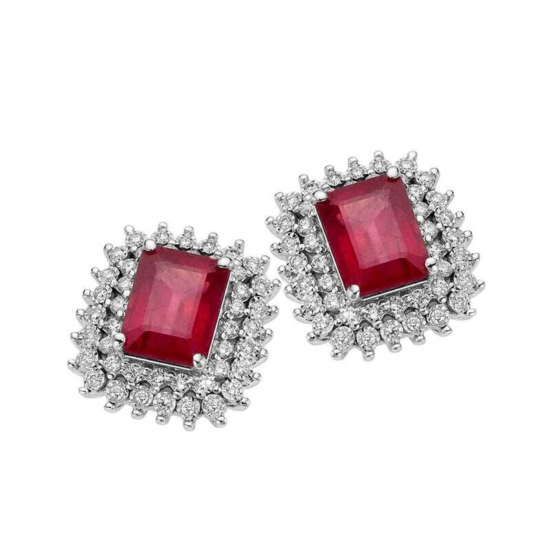 Orecchini con rubini e diamanti Donna Oro