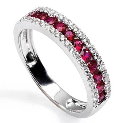Anello Veretta con rubini e diamanti Anello Veretta con rubini e diamanti