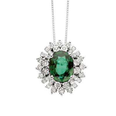 Pendente con smeraldo e diamanti Donna Oro Pendente con smeraldo e diamanti Donna Oro