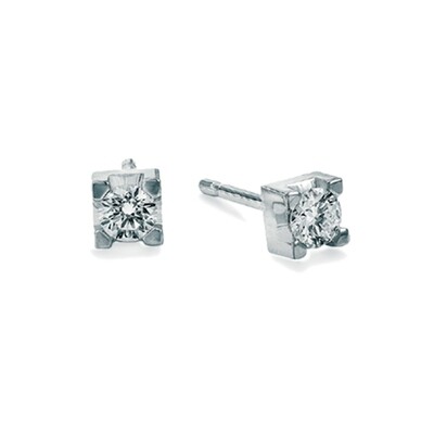 Orecchini con griffe in oro bianco e diamante DonnaOro Luce Orecchini con griffe in oro bianco e diamante DonnaOro Luce