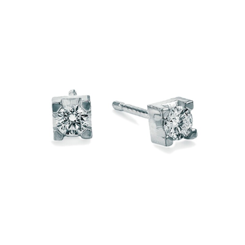Orecchini con griffe in oro bianco e diamante DonnaOro Luce Orecchini con griffe in oro bianco e diamante DonnaOro Luce