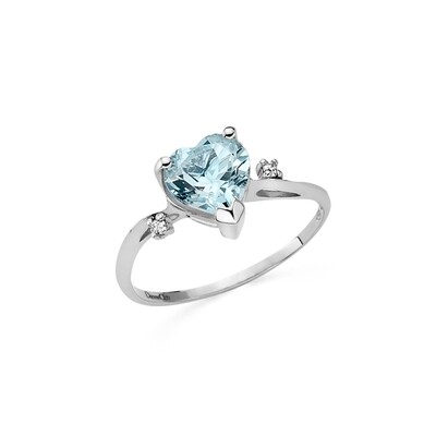 Anello con acquamarina a cuore e diamanti - DonnaOro Luce Anello con acquamarina a cuore e diamanti - DonnaOro Luce