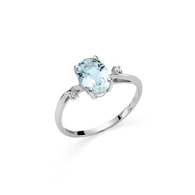 Anello on acquamarina ovale e diamanti - DonnaOro Luce Anello on acquamarina ovale e diamanti - DonnaOro Luce