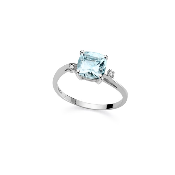 Anello  Con Acquamarina  E Diamanti - DonnaOro Luce