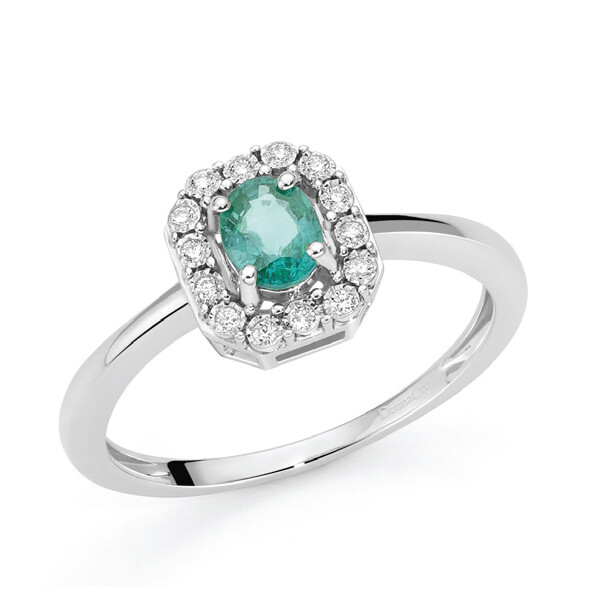 Anello Smeraldo In Oro E Diamanti DonnaOro Luce