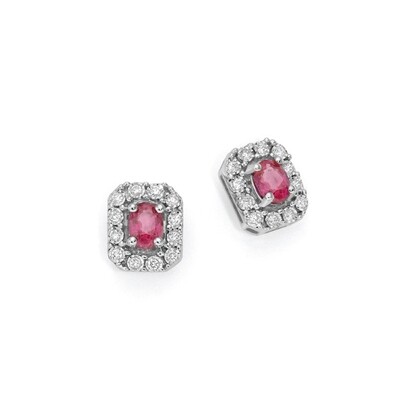 Orecchini oro bianco con rubini e diamanti DonnaOro Luce Orecchini oro bianco con rubini e diamanti DonnaOro Luce