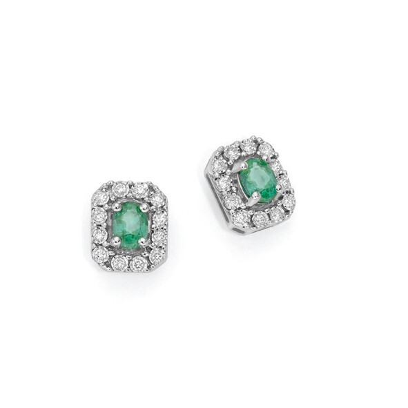 Orecchini oro bianco con Smeraldo e diamanti DonnaOro Luce Orecchini oro bianco con Smeraldo e diamanti DonnaOro Luce