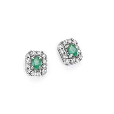 Orecchini oro bianco con Smeraldo e diamanti DonnaOro Luce Orecchini oro bianco con Smeraldo e diamanti DonnaOro Luce
