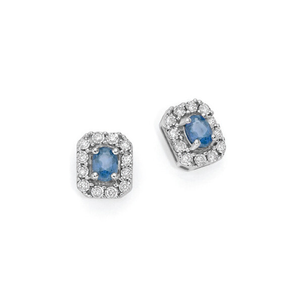 Orecchini oro bianco con Zaffiro e diamanti DonnaOro Luce Orecchini oro bianco con Zaffiro e diamanti DonnaOro Luce